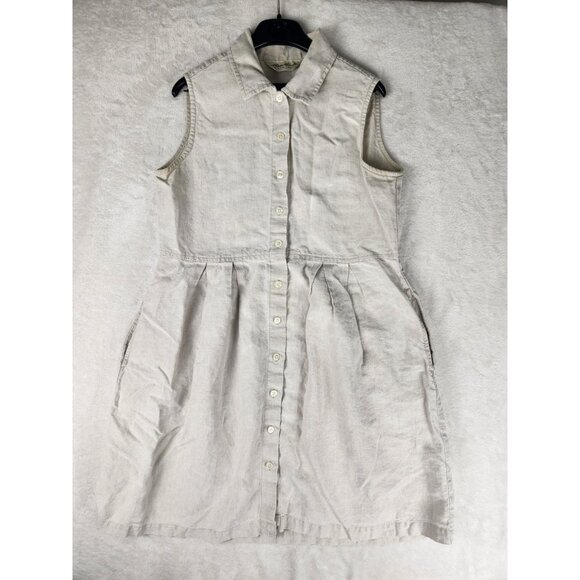 Eddie Bauer Dresses & Skirts - Eddie Bauer Linen Jumper Dress Size Medium Beige Vintage Prairie Cottagecore‎